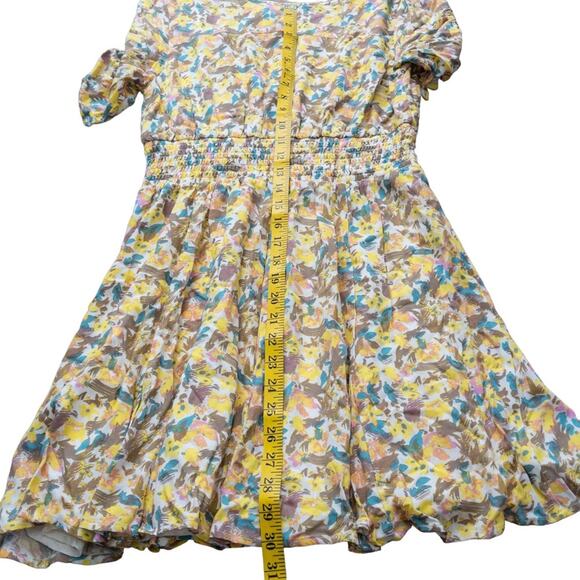 Free People Sz 6 Forget Me Not Dress Yellow Floral Print Mini Nwt - Picture 14 of 16